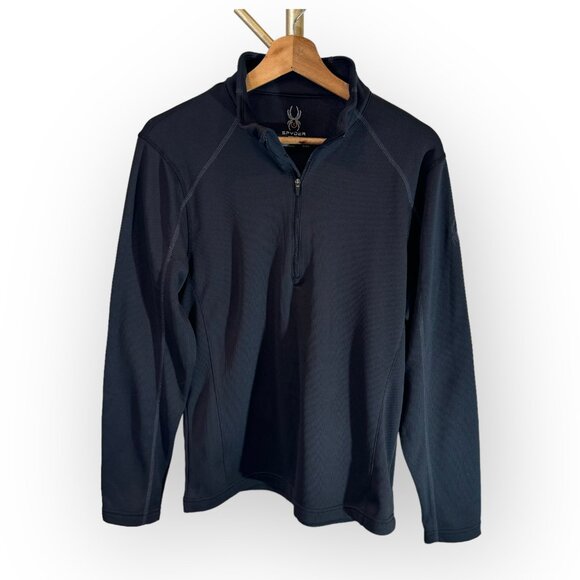 Spyder 1/4 Zip Baselayer Pullover Sweater in Black Unisex Mens SM - Picture 1 of 9